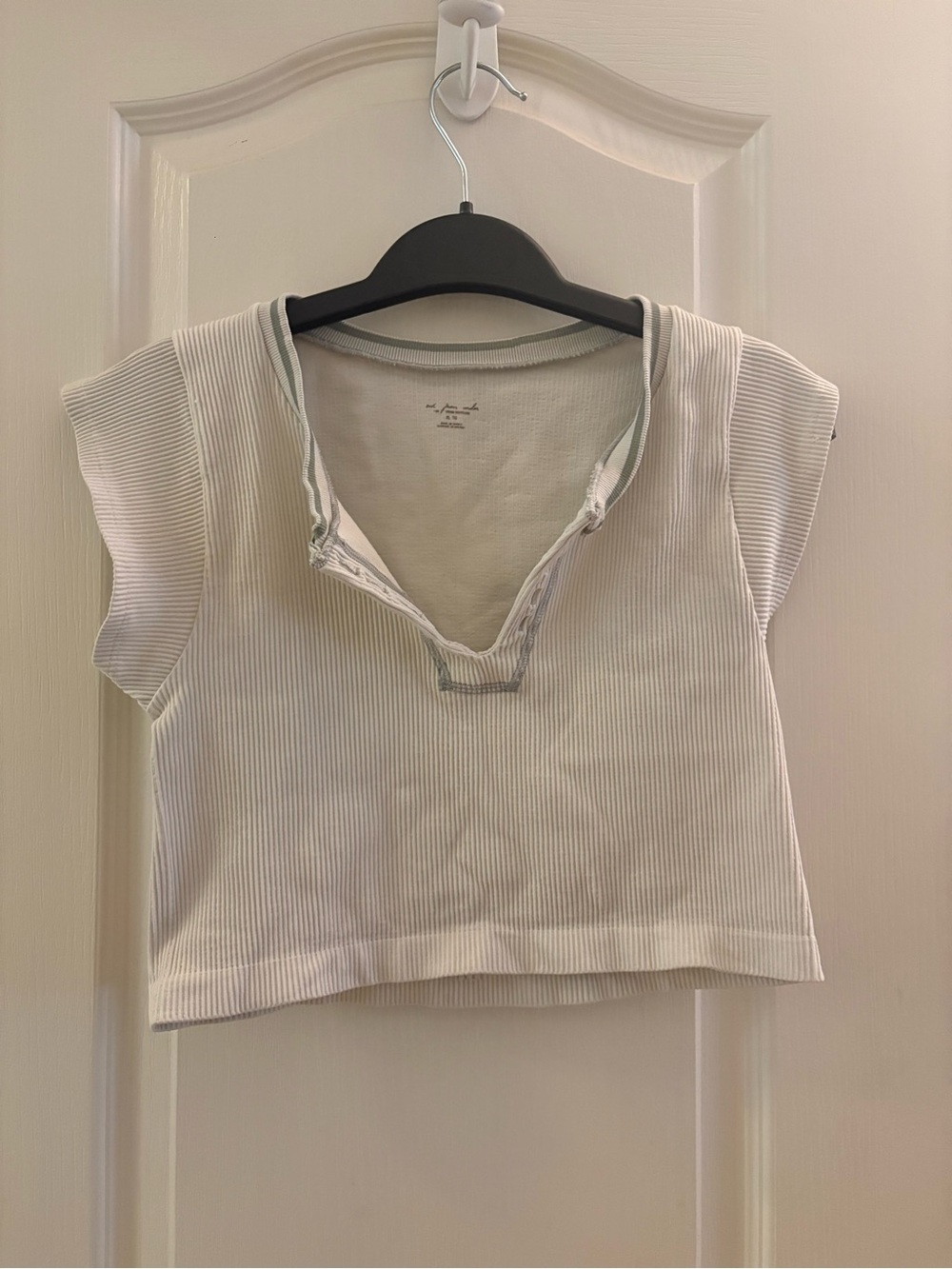 Urban Outfitters Out from Under Go for Gold White Ribbed V-Neck Crop Top